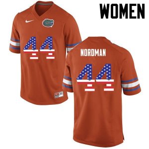 Women's Florida Gators #44 Tucker Nordman NCAA Nike Orange USA Flag Fashion Authentic Stitched College Football Jersey KFX2062RM